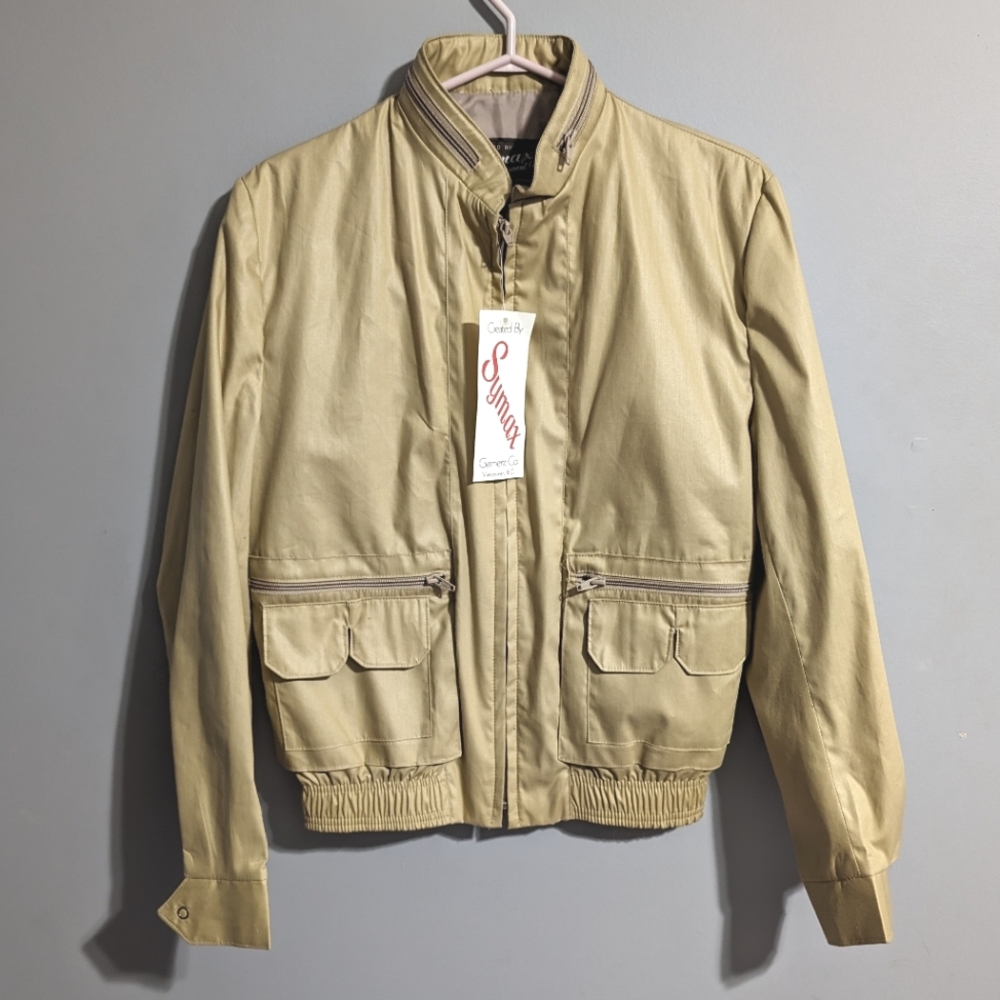NWT Symax Vintage cream bomber jacket double pockets size 36
